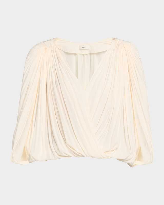 Vivian Draped Cape-Sleeve Top